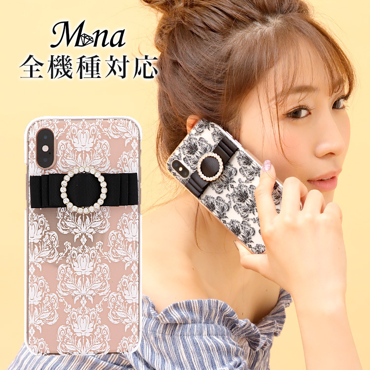全机型适用 硬质保护壳 iPhone14 iPhone13 Android AQUOS Galaxy Xperia 花卉图案 蝴蝶结 hcp-022