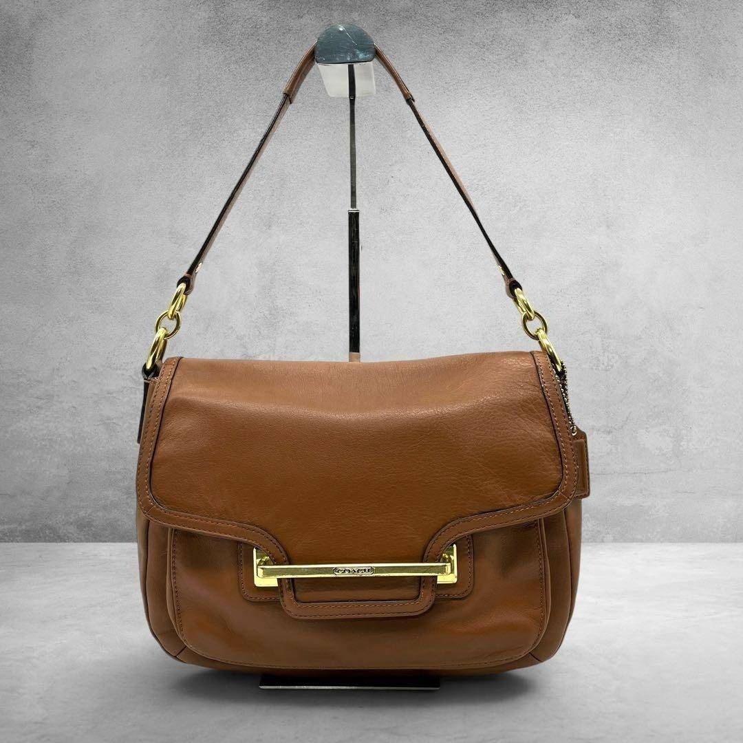 COACH テイラー レザー フラップ ワンショルダーバッグ キャメル y2k
