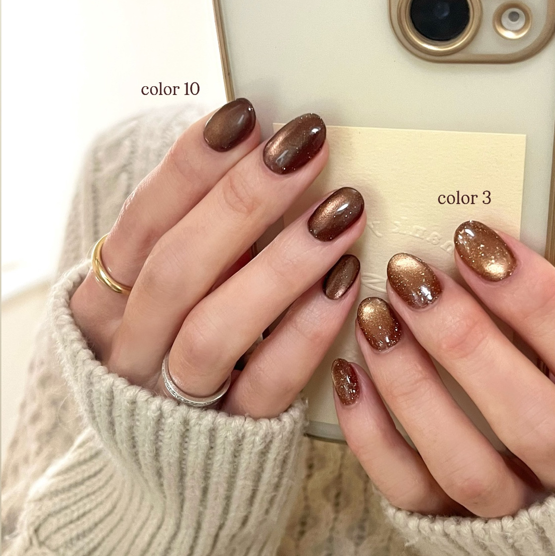 Selectable Mag One-Color 🍂 Nail Tips Magnet Gold Foil Sparkly Autumn Winter Nails
