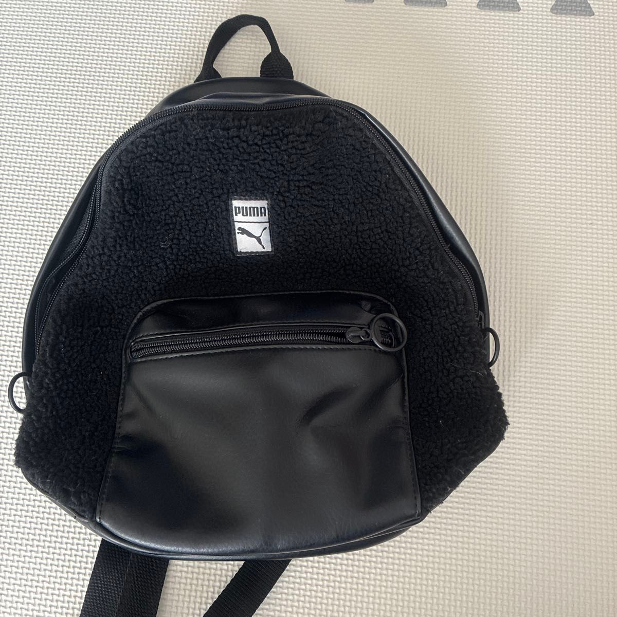 PUMA 普马 羊羔绒拼接 迷你双肩包 黑色 女款