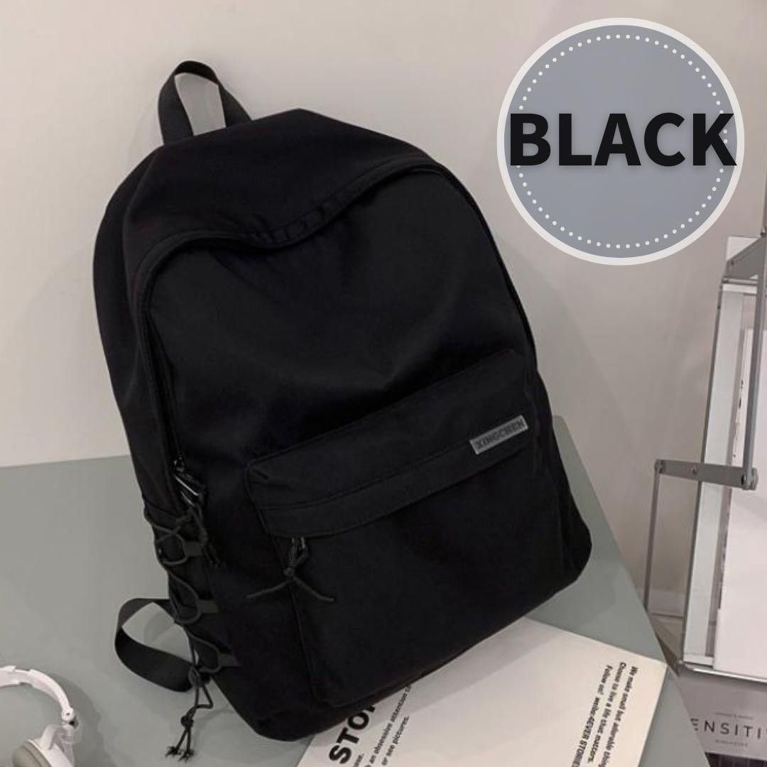 ★新品★双肩包 背包 黑色 男女通用 大容量 通勤 上学 黑色 日常背包 双肩包 中性款