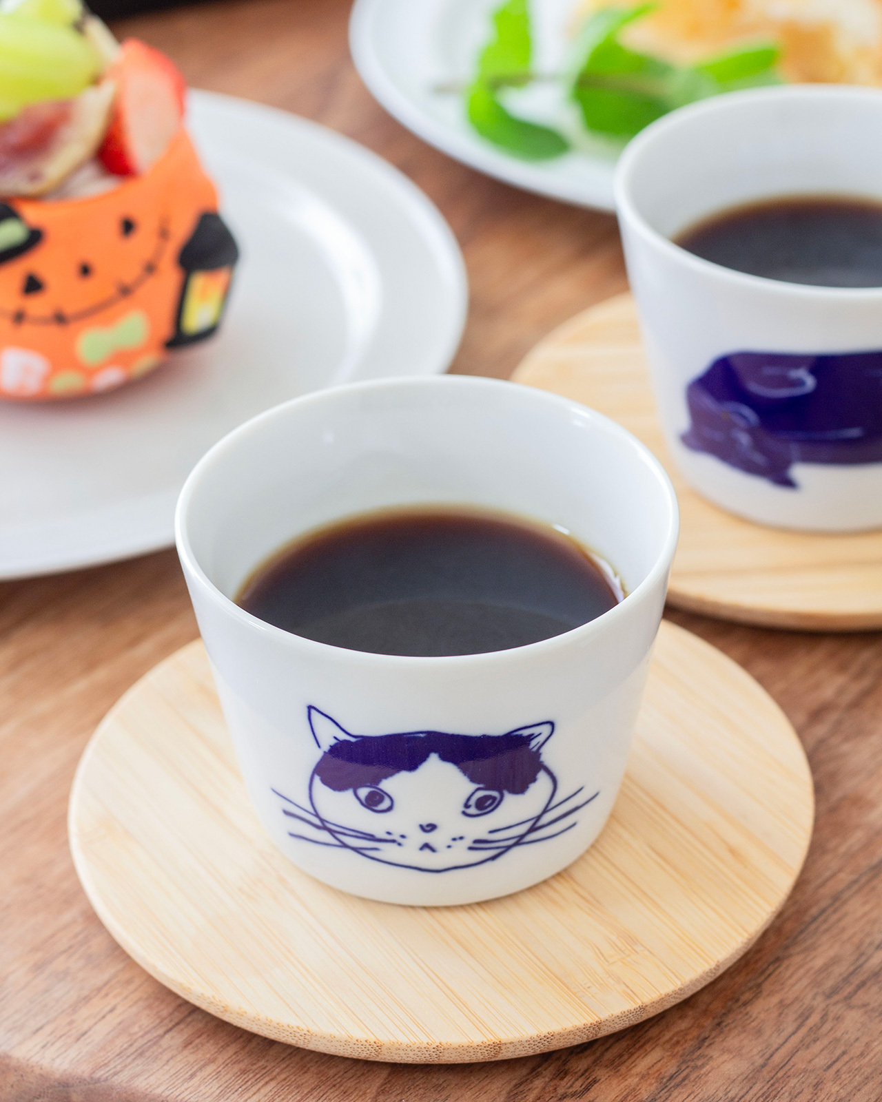 双寿园 猫系列 荞麦面小碟 <花猫> 附带可作盖子的调料碟