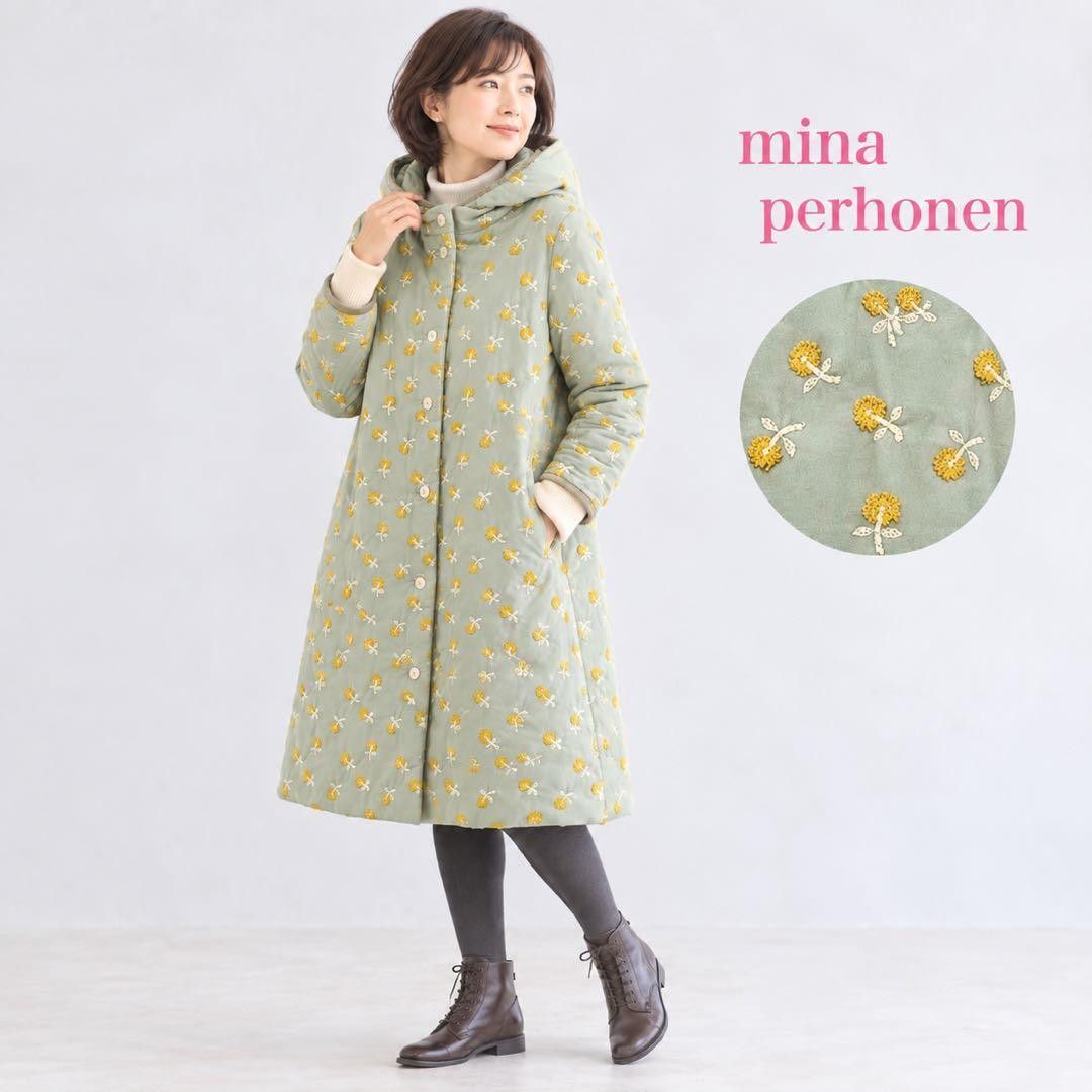 成色优良 mina perhonen 米娜佩尔霍内恩 skip 全幅刺绣 羽绒服 带帽 36码 S~修身M码