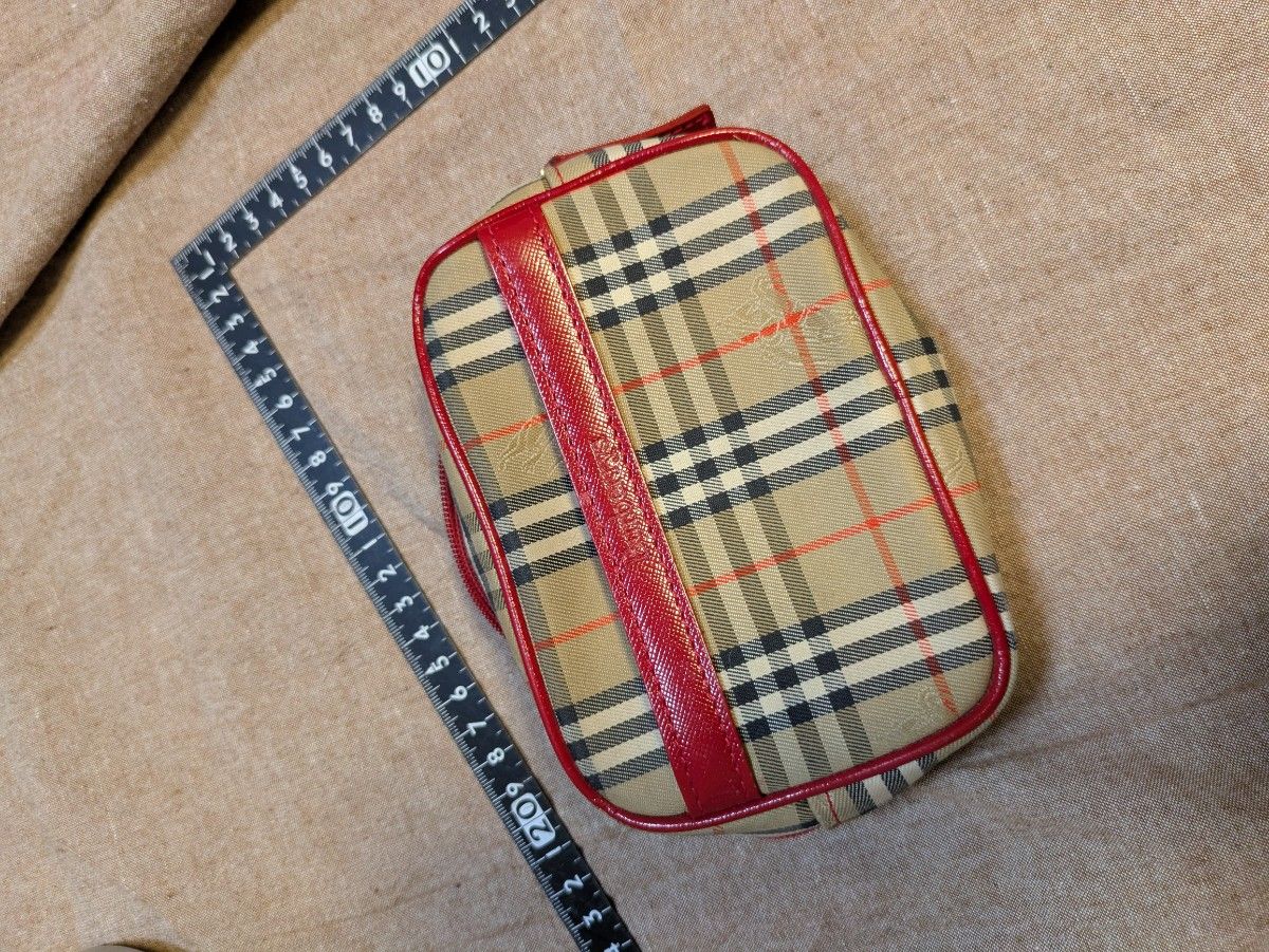 BURBERRY Nova Check Pouch Red Rare Vintage Old Burberry