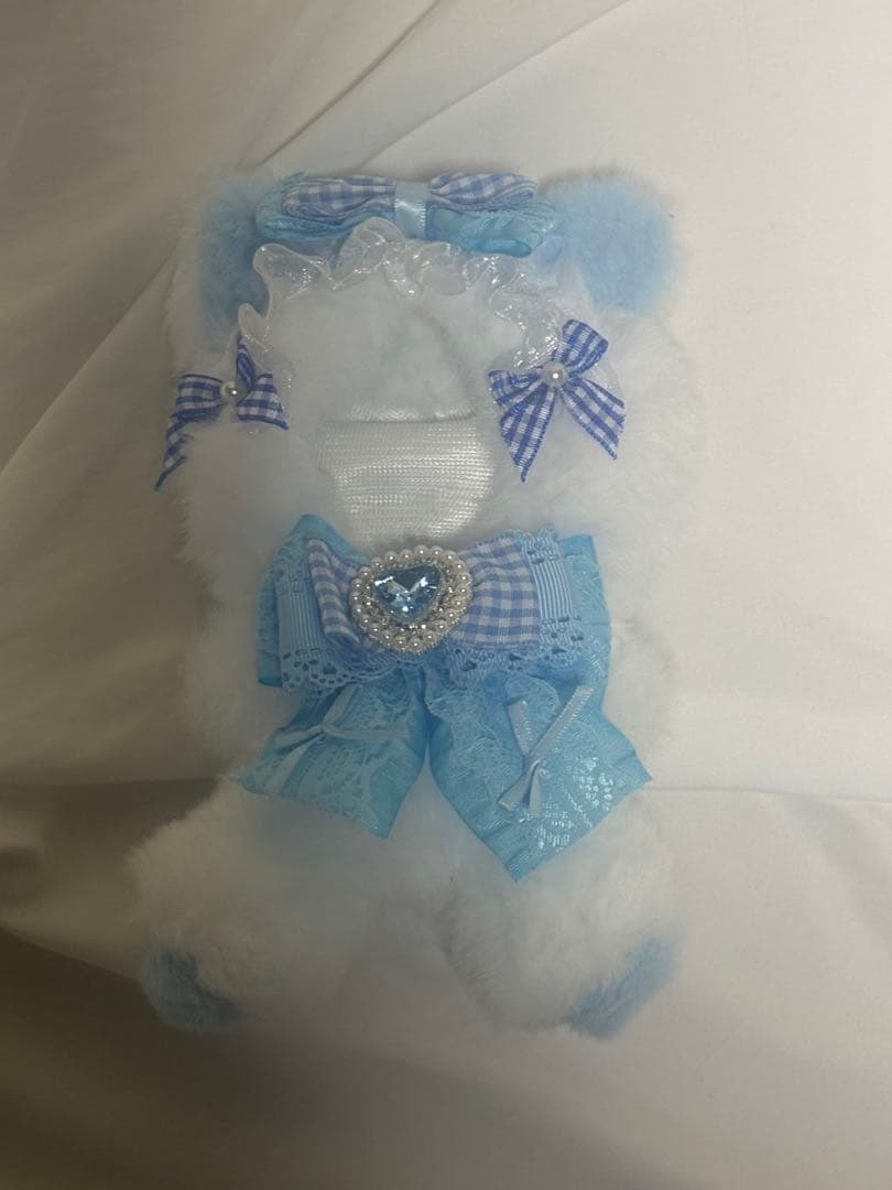 毛绒玩具10cm西服浅蓝色猫耳