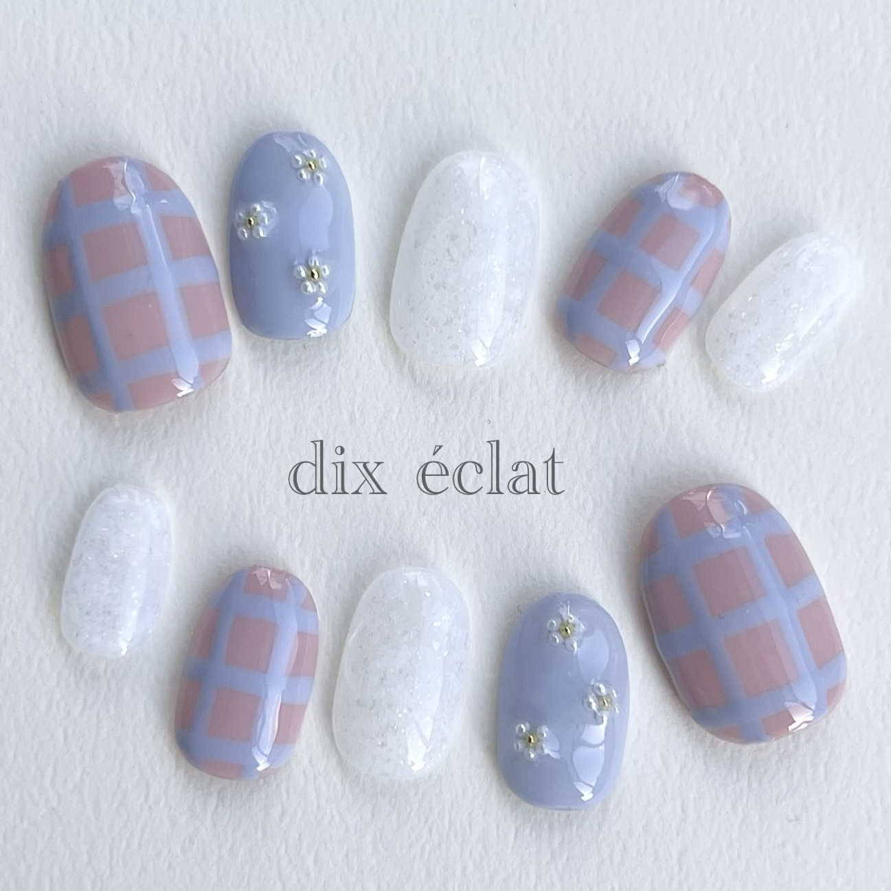 Size Customization【 No.11 】Sheer/Check/Floral/Pink/Blue/Muted Colors/Nail Tips/Spring Colors/Short Oval