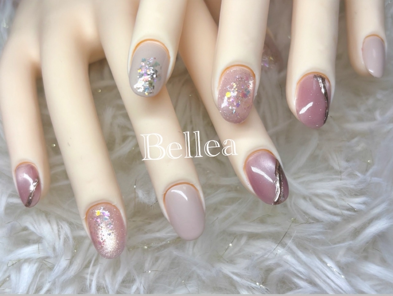 Pink Nuance Mirror Nail Nuance Adult-like Nail Tip