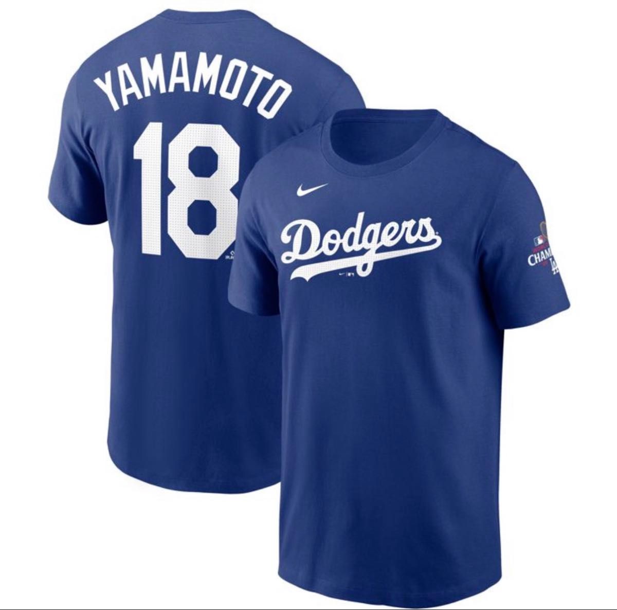 新品NIKE ナイキ 半袖Tシャツ MLB ドジャース 山本由伸ネーム&ナンバー ワールドシリーズ ML0124FW0153背番号