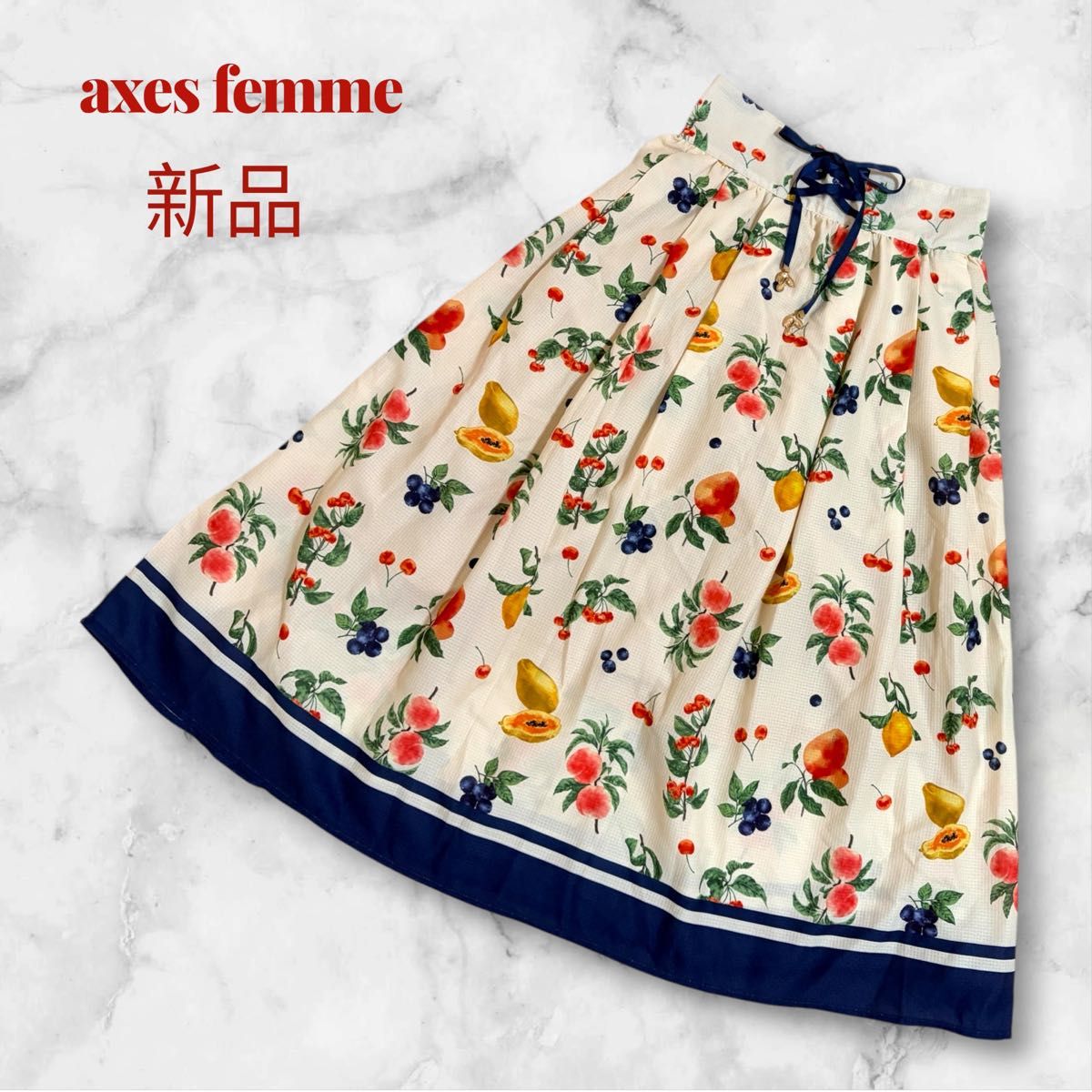 【Axes femme】带混合水果花样裙子花边升级