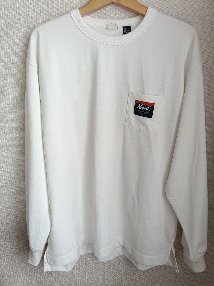完売品 美品 NANGA × FREAK'S STORE エコハイブリッド ポケットロンT ビッグロゴ ホワイト L