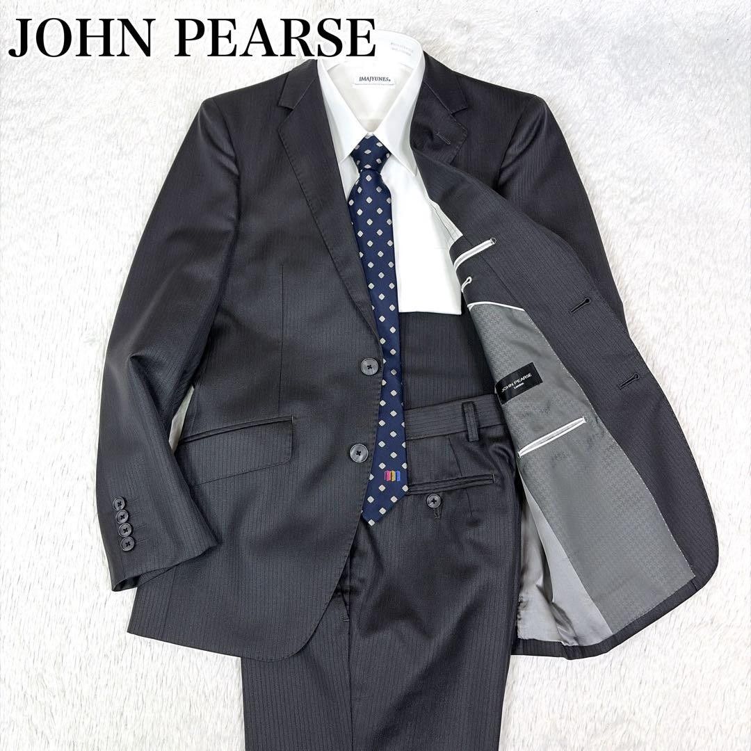 极美品JOHN PEARSE约翰皮尔斯套装设置光泽阴影条纹灰色正式仪式