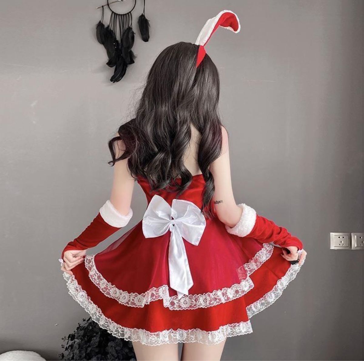 超性感角色扮演服装制服萌系诱惑兔女郎圣诞老人均码红色