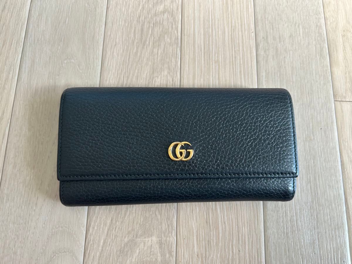GUCCI 古驰 GG 玛蒙特大号黑色皮革钱包