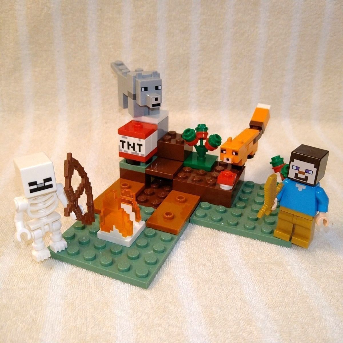 LEGO 正品 Minecraft 21162 泰加森林探险 Steve TNT 骷髅 弓箭 狼 狐狸 剑 迷你人偶