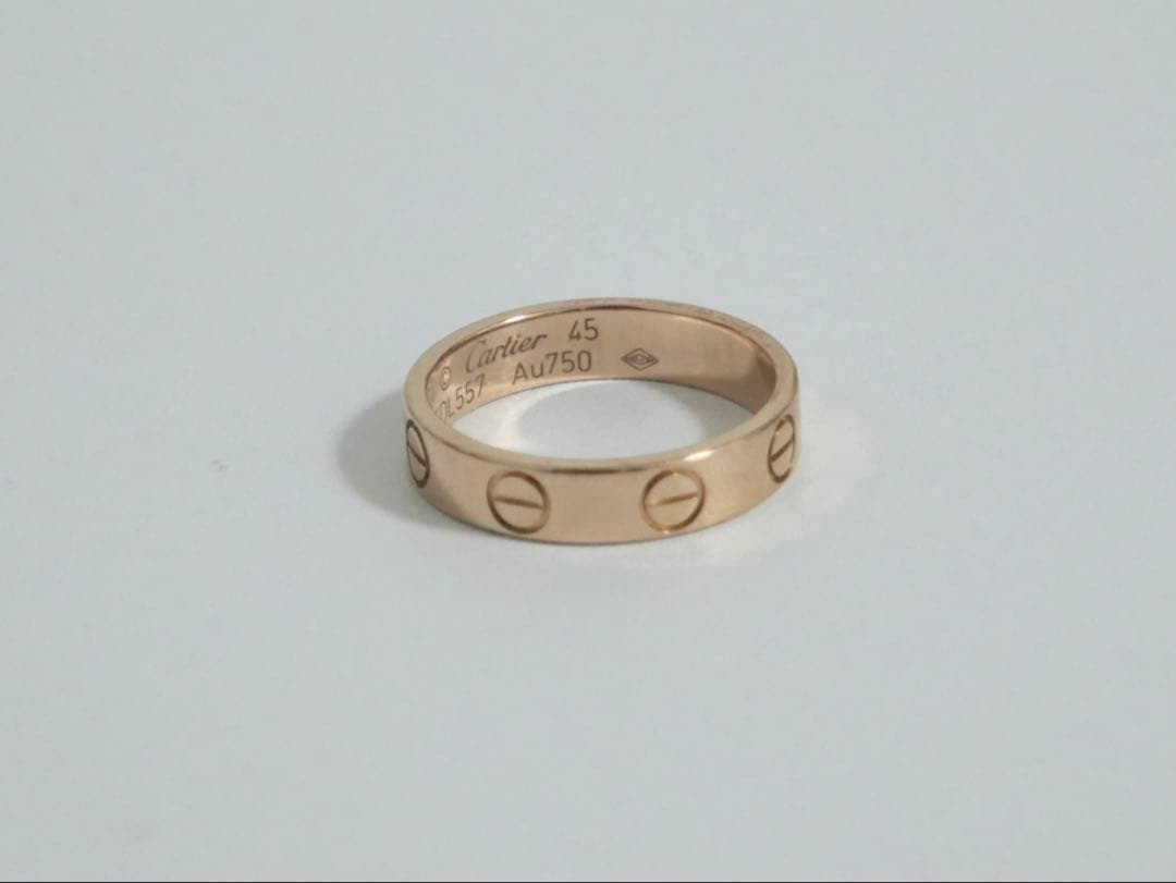 【美品】Cartier love小型粉红黄金45号
