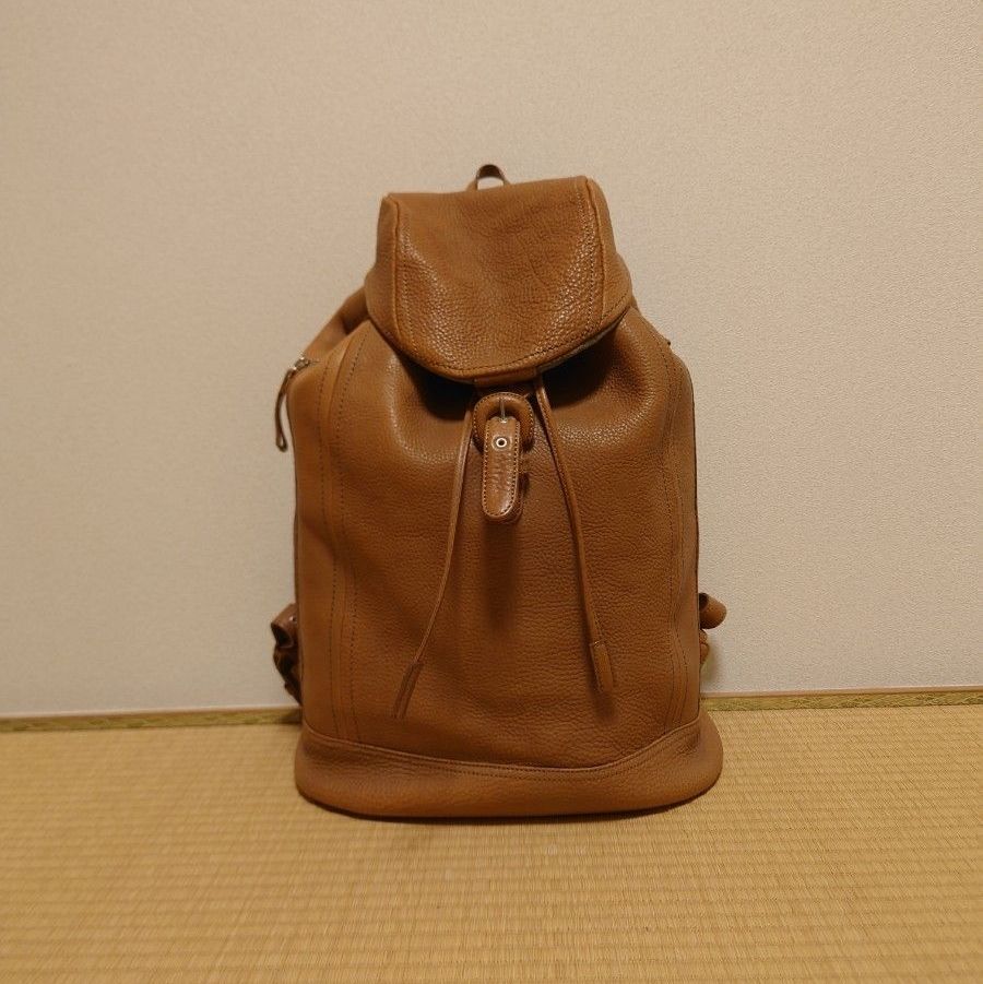 未使用 土屋鞄 皮革油鞣软质双肩包 上班 上学