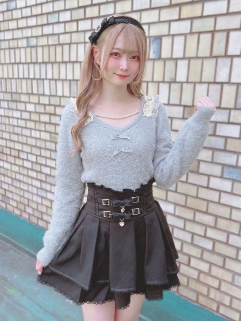 丽兹丽莎 LIZLISA 绒毛针织 蕾丝 透视 蝴蝶结 心形