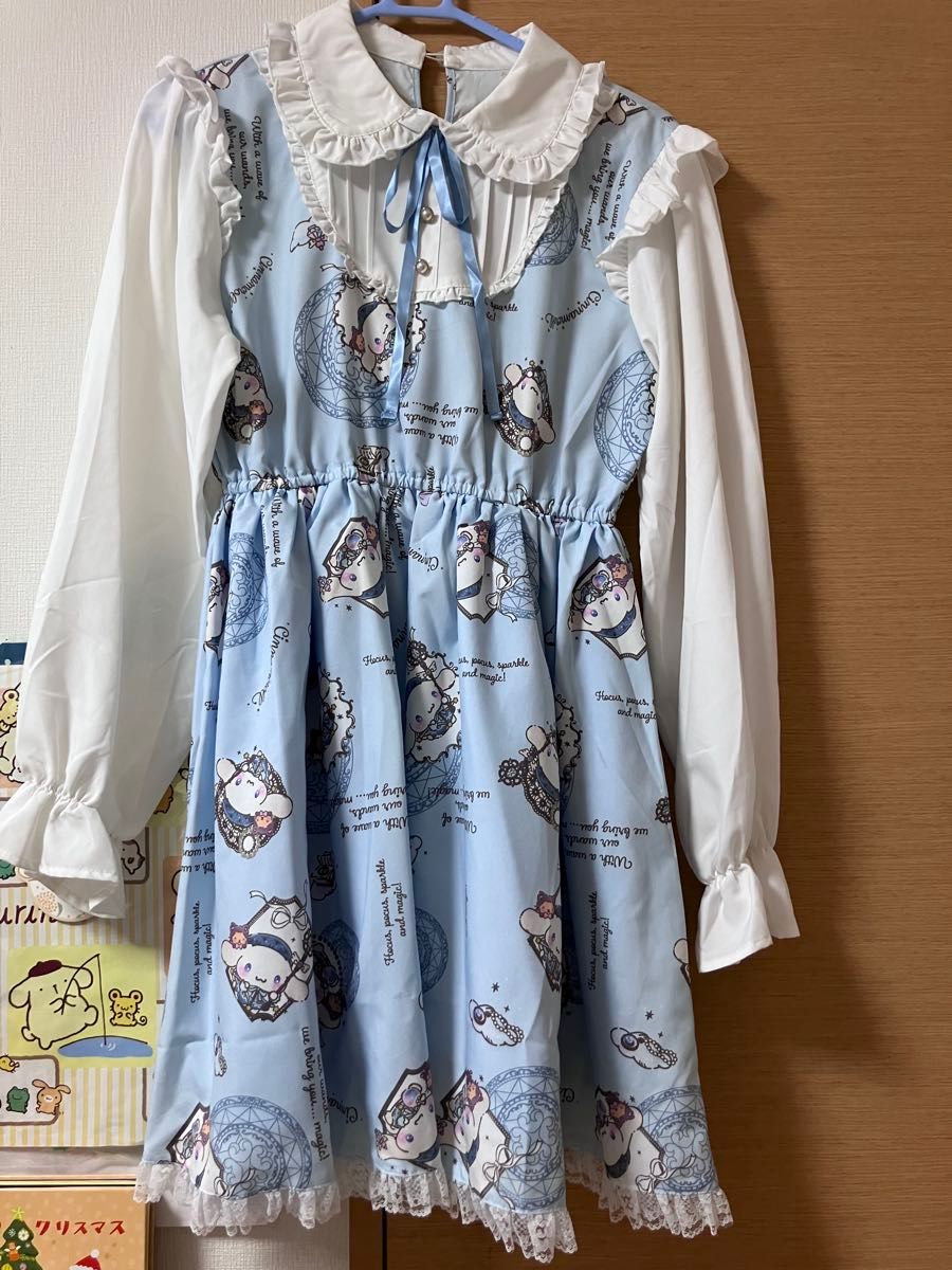 Cinnamoroll Dress Lolita Mass-Produced Type Jirai Kei Light Blue Ruffle