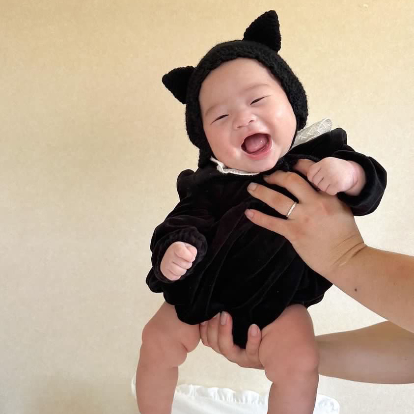 《定制生产》黑猫宝宝婴儿帽☆万圣节 新生儿~2岁尺寸 猫耳