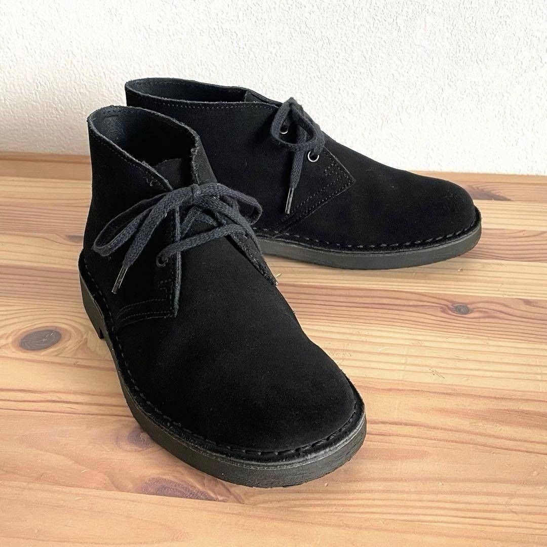 全新未使用!!Clarks 克拉克沙漠靴 绒面革 黑色 全长22.0厘米 最大宽度9.0厘米