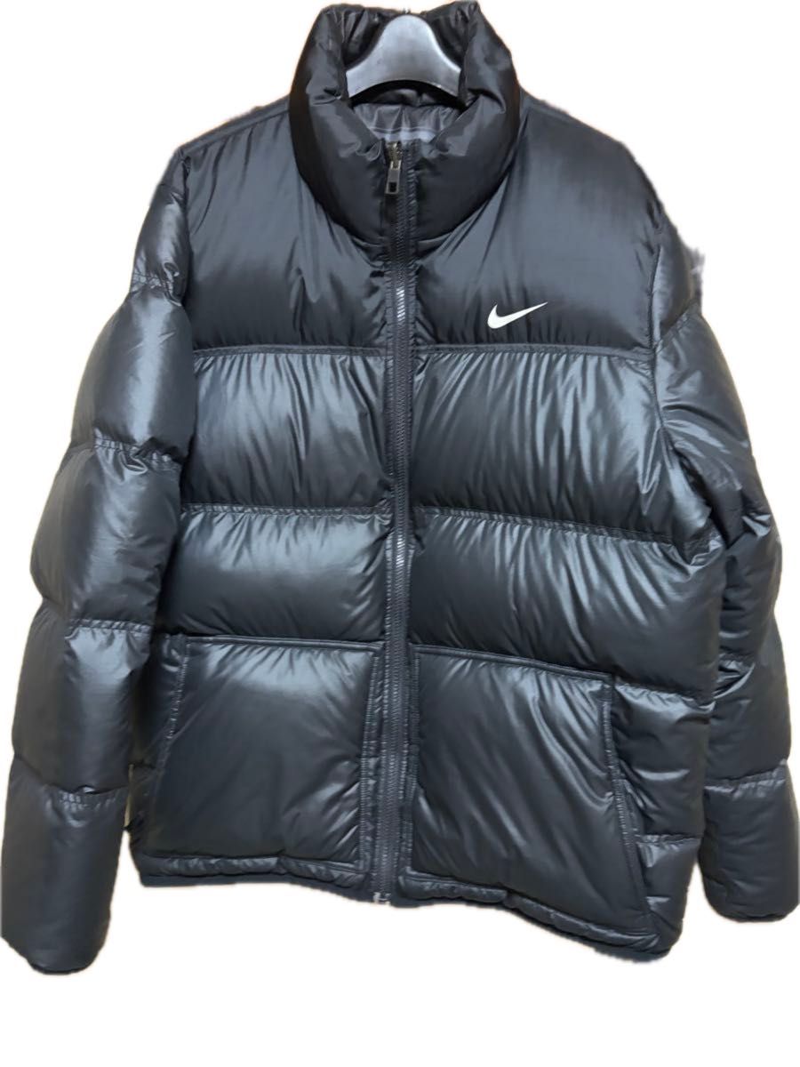 【リバーシブル】 NIKE ナイキ ダウンジャケッ ト 550フィル ブラック チェック 肉厚