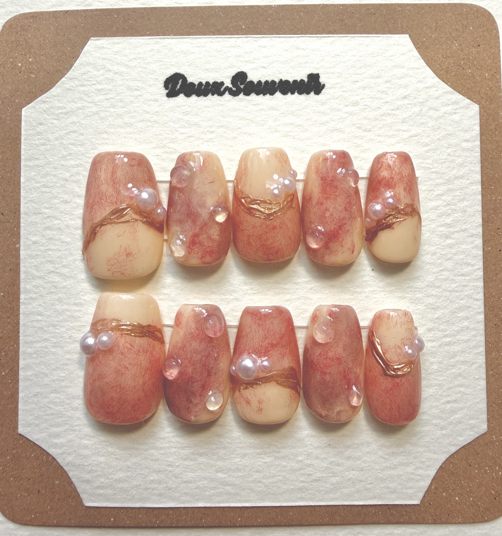 【Custom Size} Peach Nail Tips | Fruit Nail, Peach | Short Ballet Flats/Short Oval