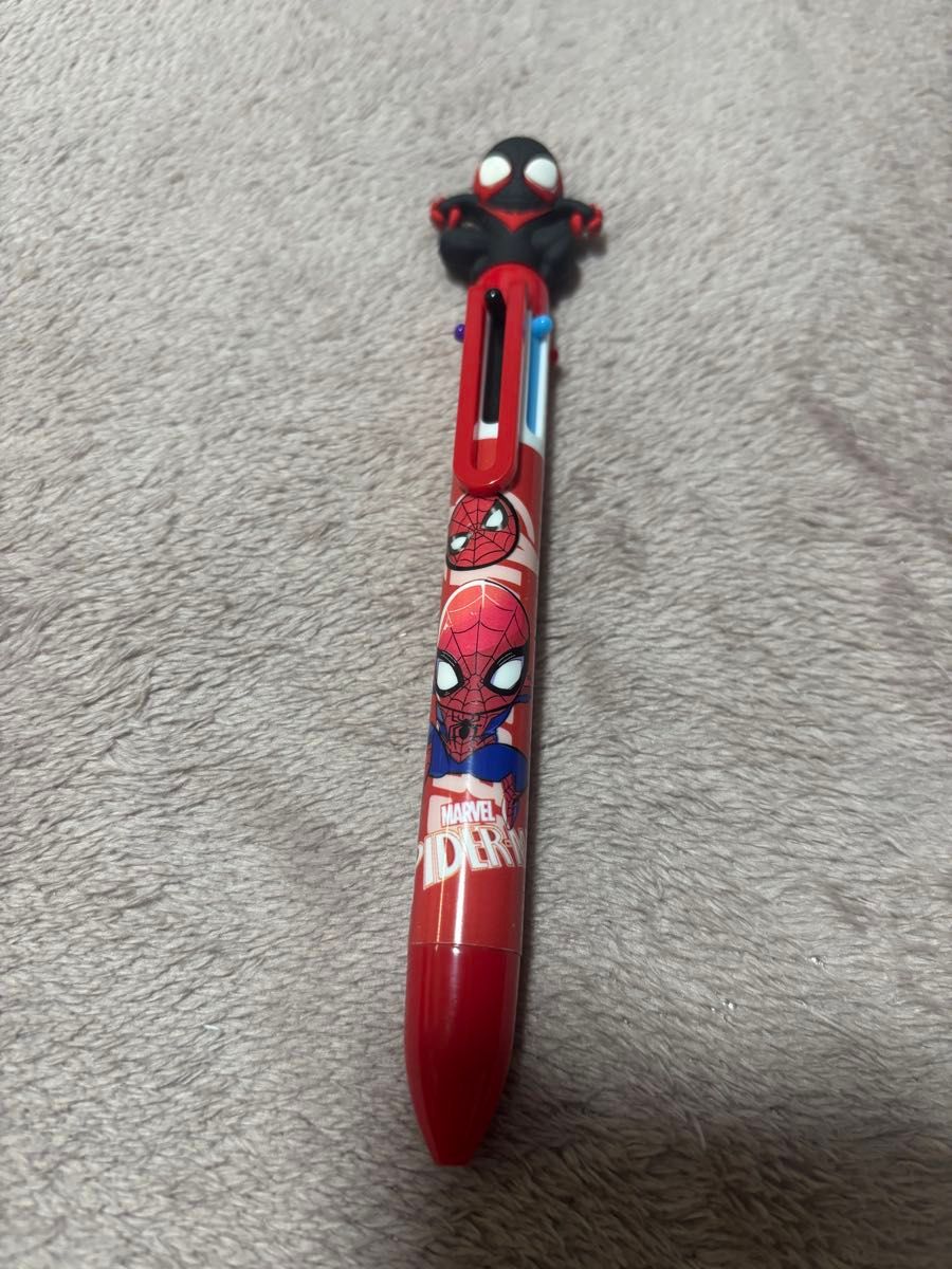 スパイダーマン風 マスコット付き 多機能ボールペン レッド