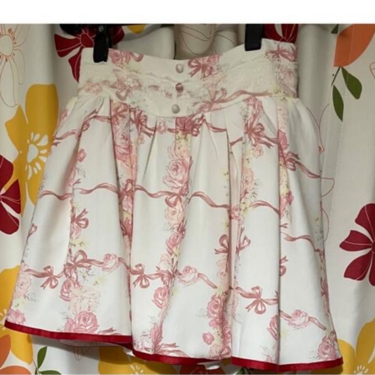LIZ LISA Liz Lisa rose ribbon mini skirt pink