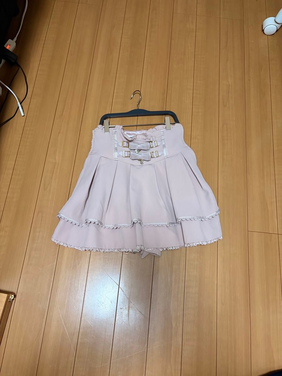 LIZ LISA 丽兹丽萨 双层缎带腰带半身裙 粉米色