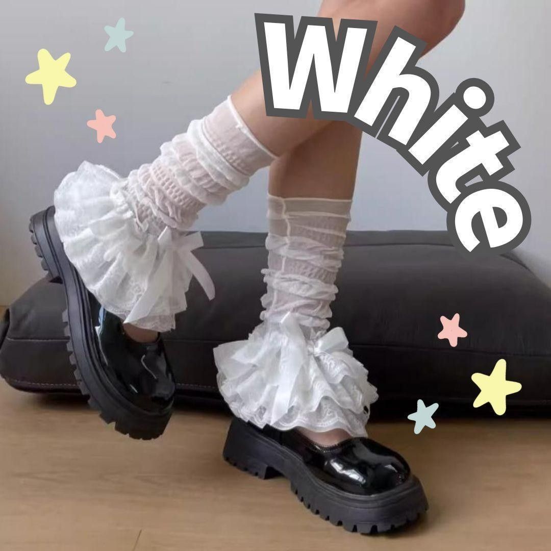 [新品] コスプレ レッグカバー ロリータ ガーリー イベント ホワイト 白 量産型 地雷系 レース