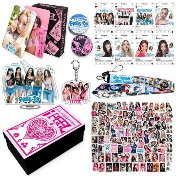 (G)I-DLE周边礼品盒 照片卡 I Feel 胶带套装 唱片卡 照片 照片卡 K-POP 韩国 钥匙扣 挂绳 贴纸套装