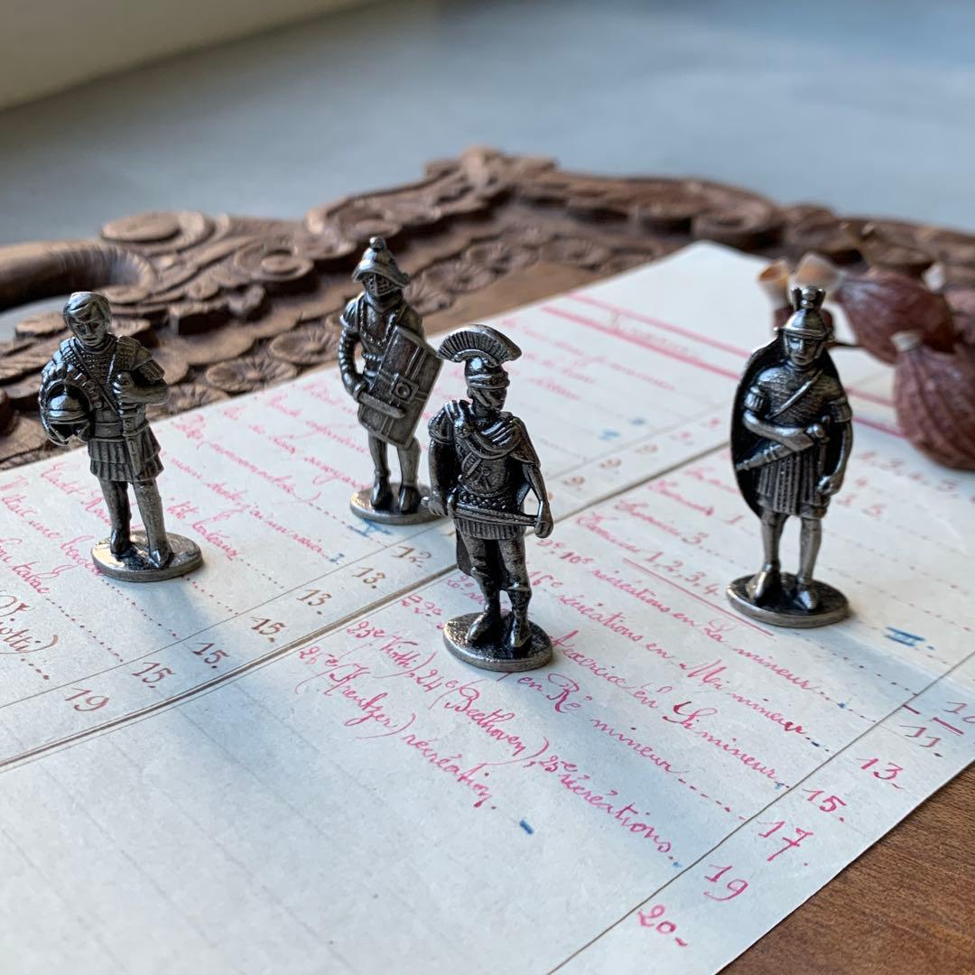 British Flea Market Roman Soldier Figurine Set of 4 Brocante