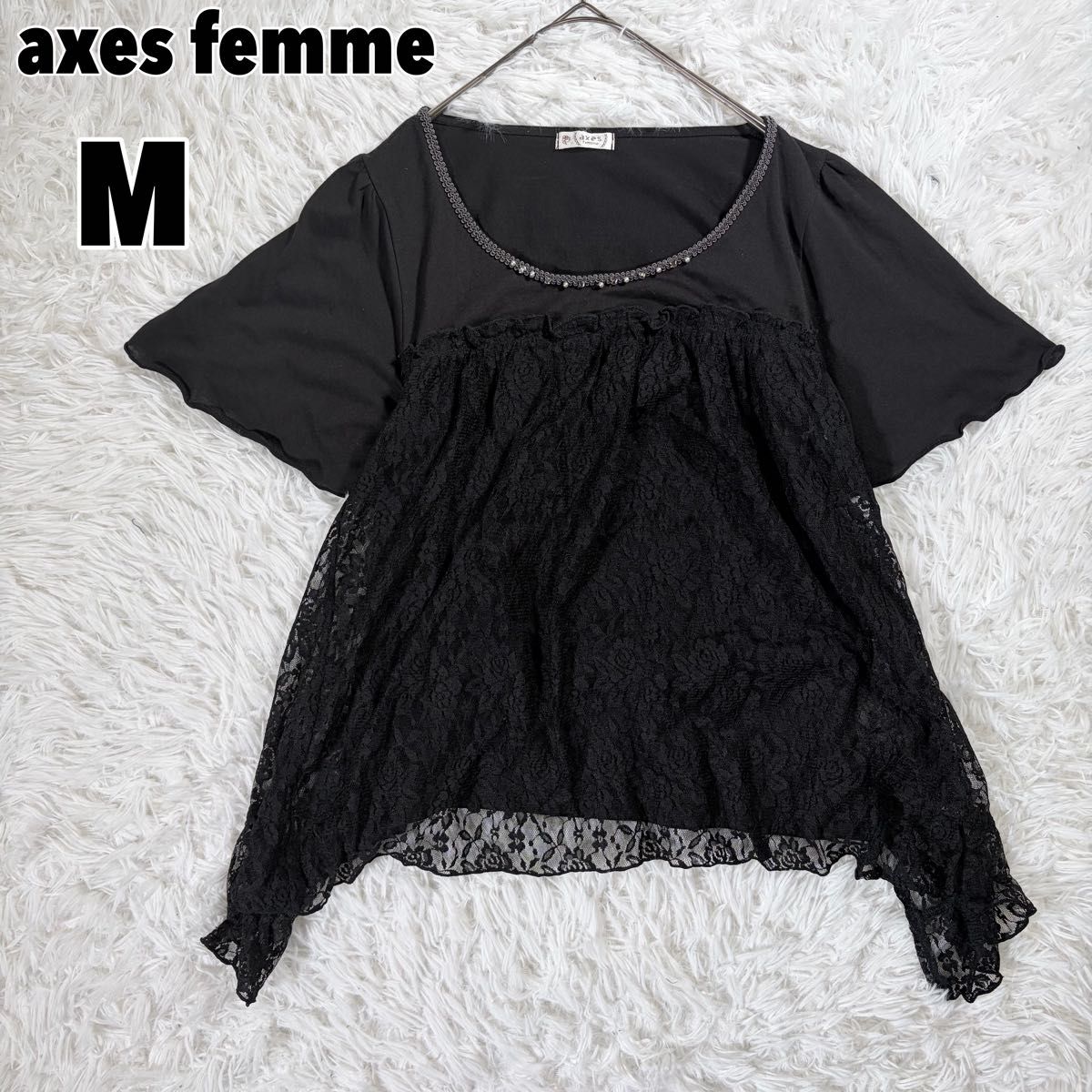 axes femme アクシーズファム レースレイヤード風 チュニックカットソー