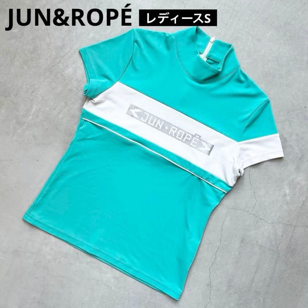 JUN&ROP UV 防透 接触冷感ロゴライン切替半袖モックネックプルオーバー