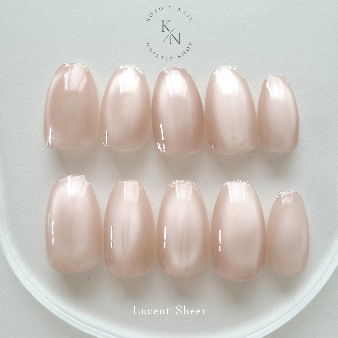 Lucent Sheer Nail Tips, Bridal, Natural, Glossy, Elegant, Magnet Nail, Wedding, Coming-of-Age Ceremony, Pre-Wedding Shoot, Simple, Glitter, Gel Nail, Spring, Pink
