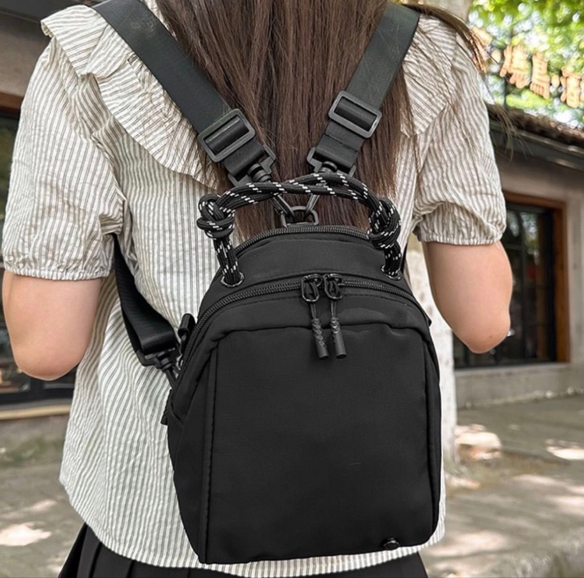 3way 肩背包 迷你双肩包 黑色 手提包 尼龙 轻便 黑色 女士 mini 全新 未使用