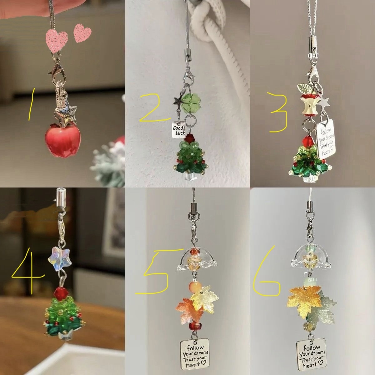 手工 charms 手机挂饰 钥匙扣 手机装饰品 钥匙盖装饰钱包装饰6种