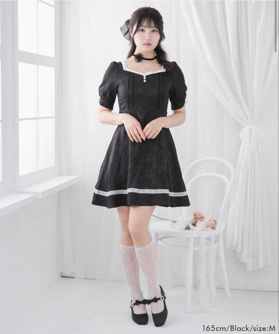 Yumemobo Rose Heart Neck Ladylike Dress