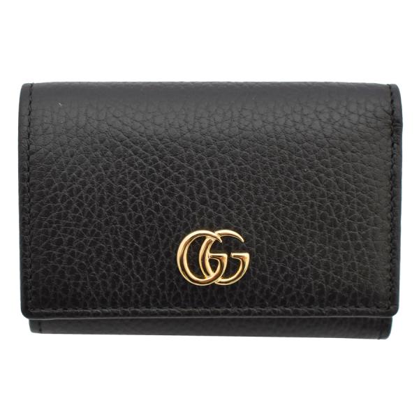 古驰 钱包 GUCCI 三折钱包 卡片夹 钱包 女士 男士 迷你 马蒙 735829 黑色