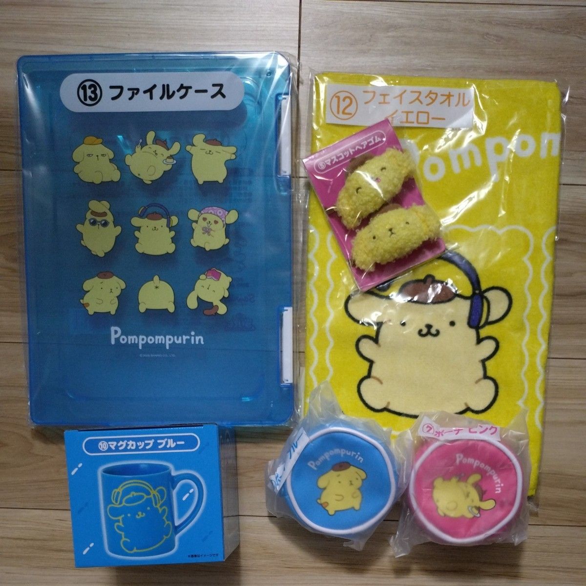 Sanrio Pom Pom Pom Pudding Mug Blue File Case Pouch Face Towel One Lottery Per Sanrio 30th