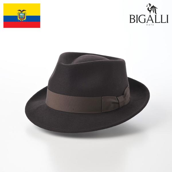 BIGALLI Men's and Women's Fedora Felt Hat, Autumn/Winter, Large Size, Foldable, PLOMO Dark Brown, Gift