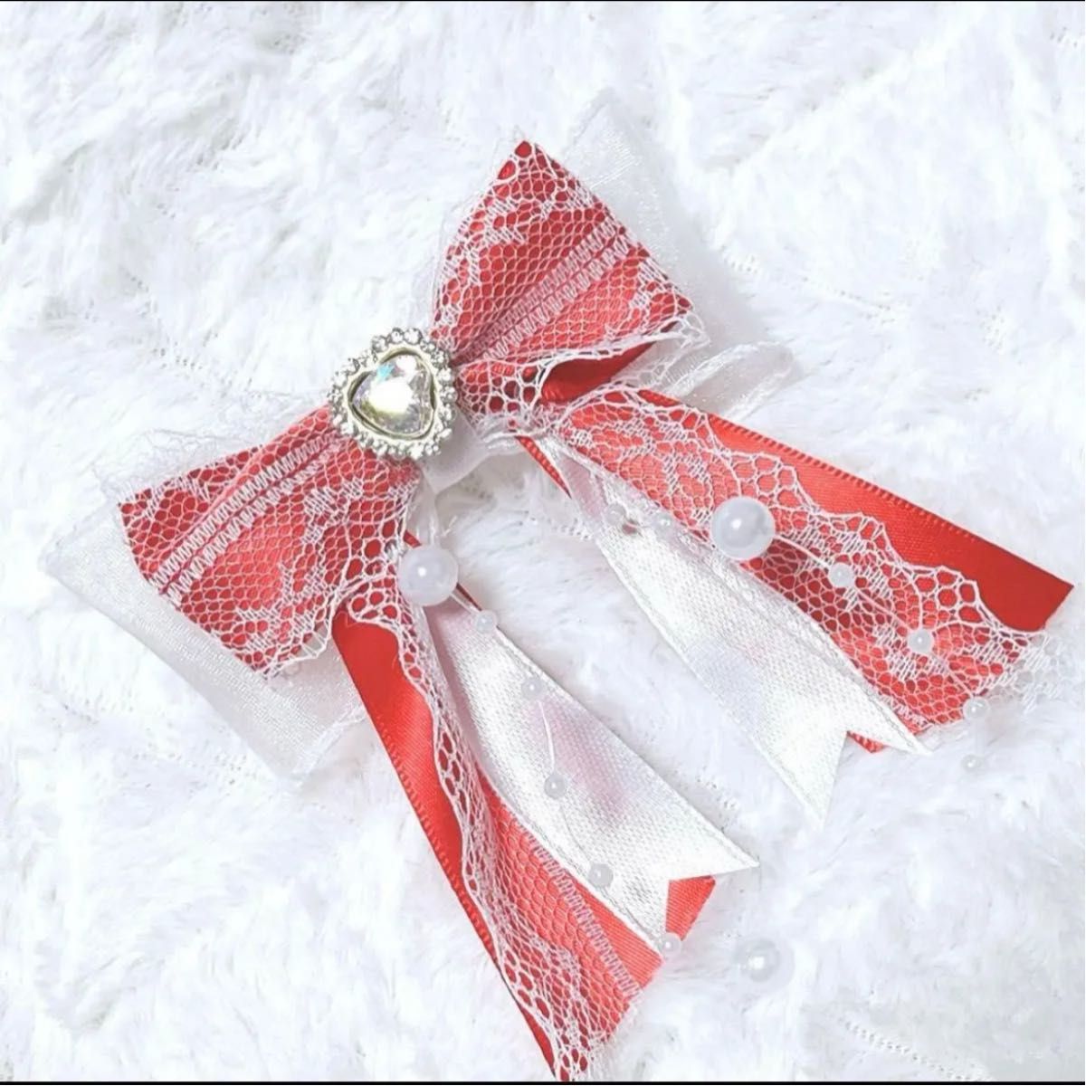 No.86 ハンドメイド ヘアクリップ レッド