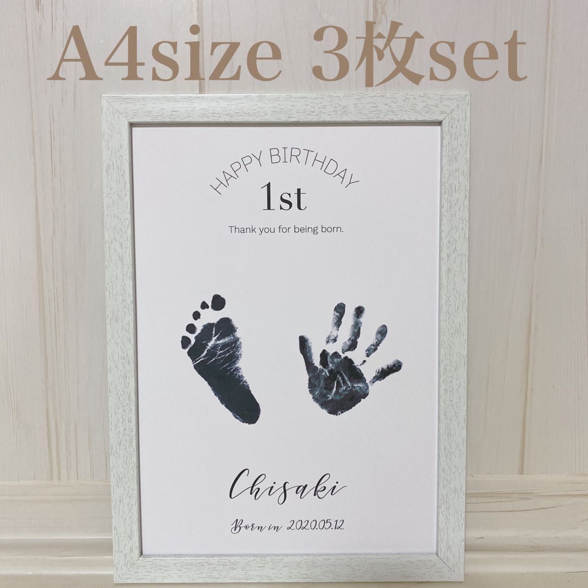 Set of 3: Birthday Poster with Handprint and Footprint, for Half-Birthday, 1st Birthday, and 2nd Birthday – Handprint Art