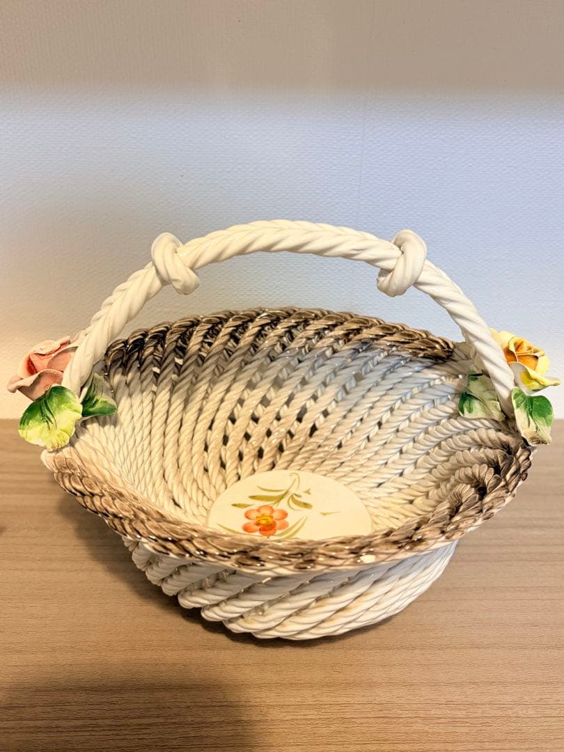 【意大利制造】卡波迪蒙特风格 陶花编织篮