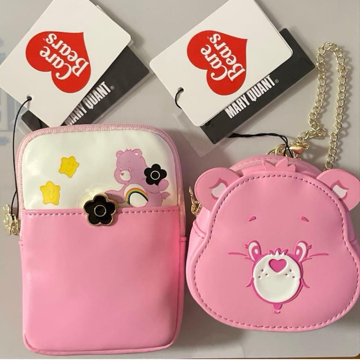 【New】 MARY QUANT Care Bears Pink Lip Pouch Face Die-Cut Pouch 2-Pack