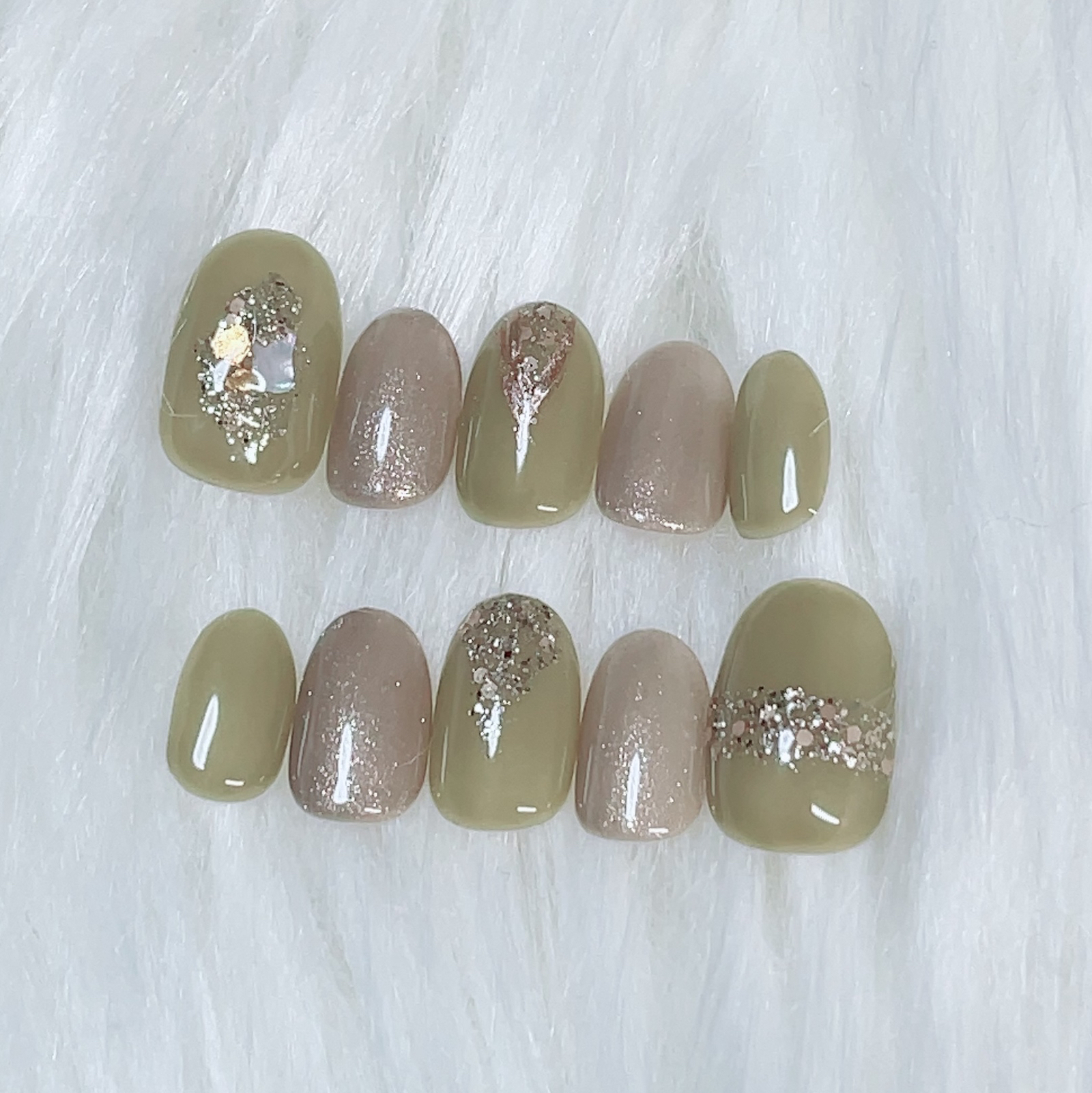 New Anse Nail Green Nail Dull Midori Coming of Age Nail Bridal Nail Admission Ceremony Nail Nails Spring Lame Nail Nails Autumn Winter Nails