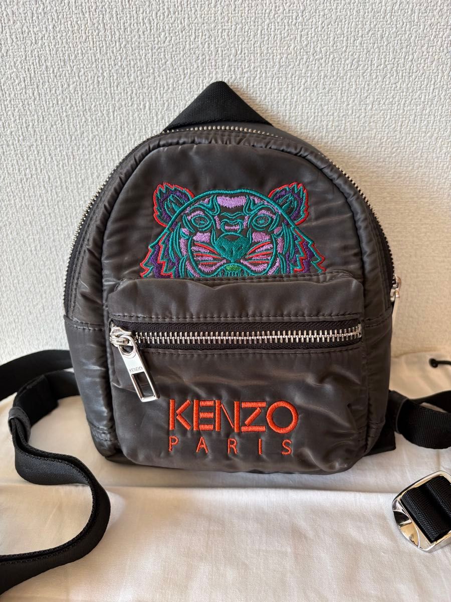 KENZO肯佐老虎刺绣迷你背包黑色