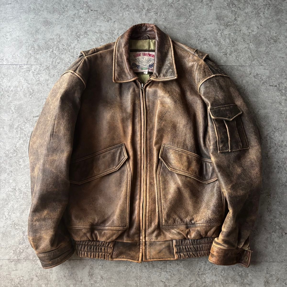 飞行夹克真皮牛皮A-2 G-1皮革夹克美国旧衣服皮革夹克90s vintage短长L