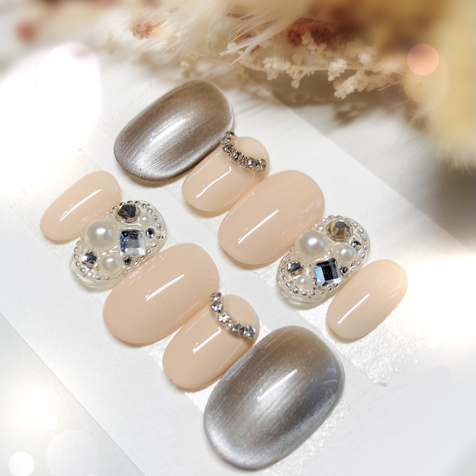 Bridal Nail ✴︎ Dressy Full-Set Beige ✴︎ Stone ✴︎ Nail Tips
