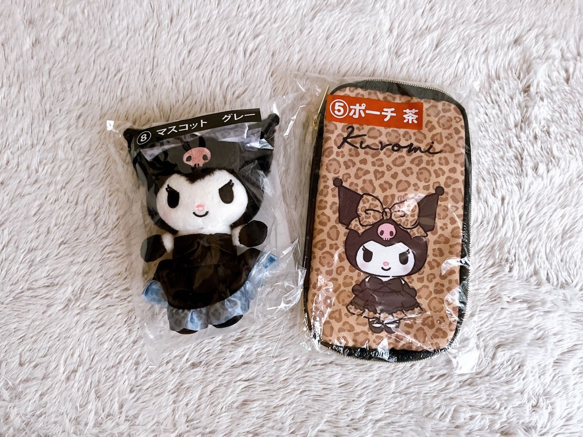Sanrio Lottery Kuromi Mascot Pouch 3 Pieces Set Leopard Print